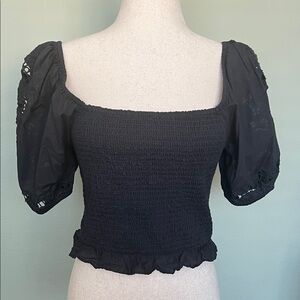 American Eagle Outfitters Charcoal Smocked Blouse